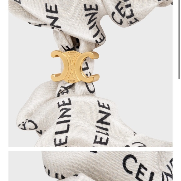 Celine Beige Logo Scrunchie - Picture 3 of 7